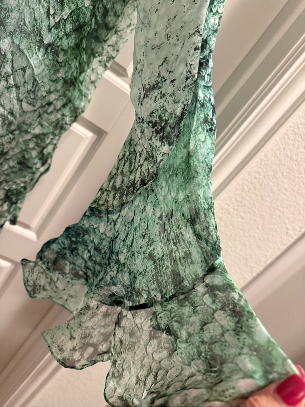 Silvia Tcherassi Green Snake-Print Bell Sleeve Tunic - Medium - NWT - Picture 4 of 7